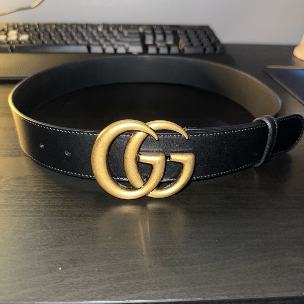 Authentic Gucci Double G Belt - GG MARMONT WIDE BELT 80/32 - Perfect like new!